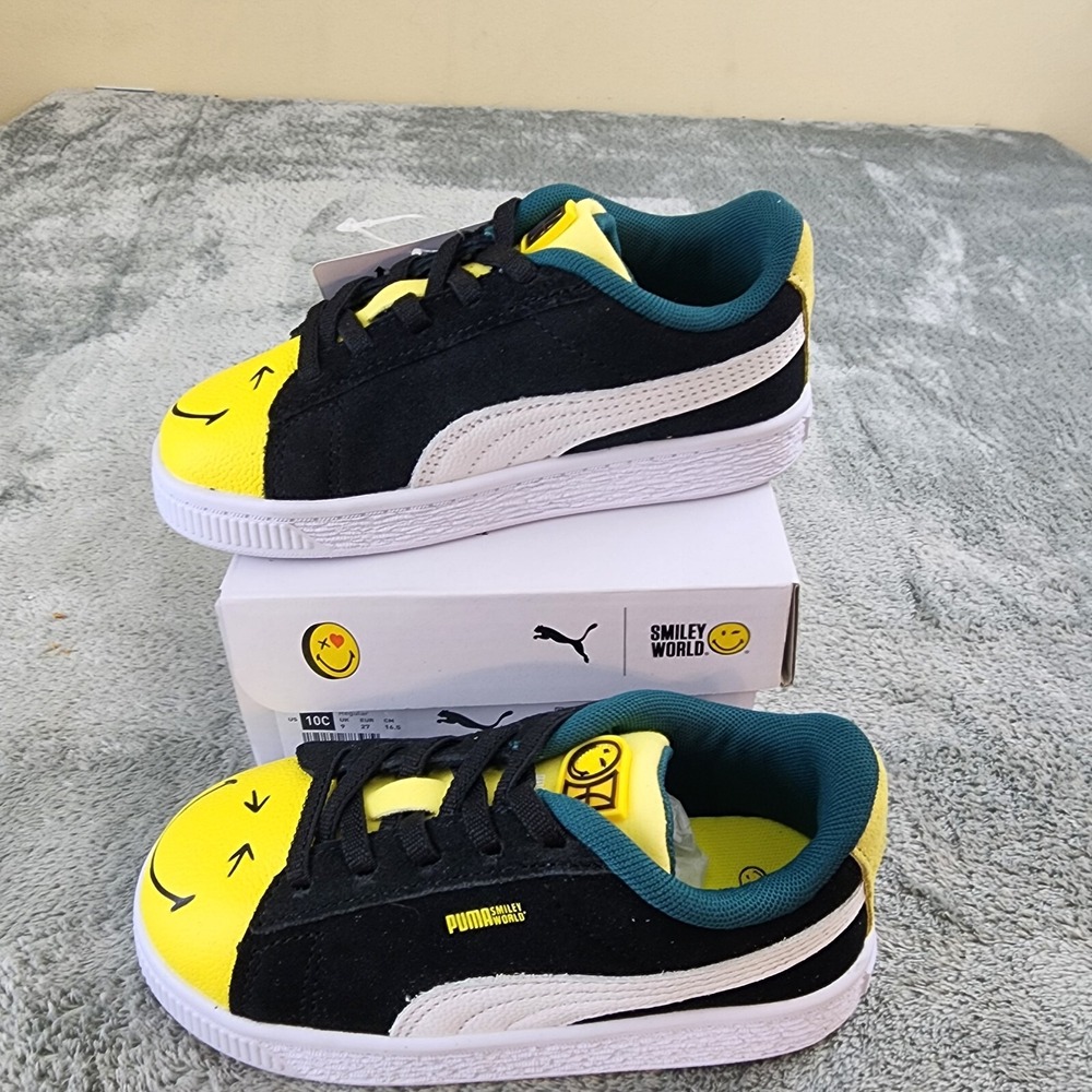 Puma Smiley World Little Kids 10C Smile Sneakers Black Yellow